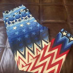 Lularoe American Flag Stars Stripes Americana Patriotic Leggings TC2